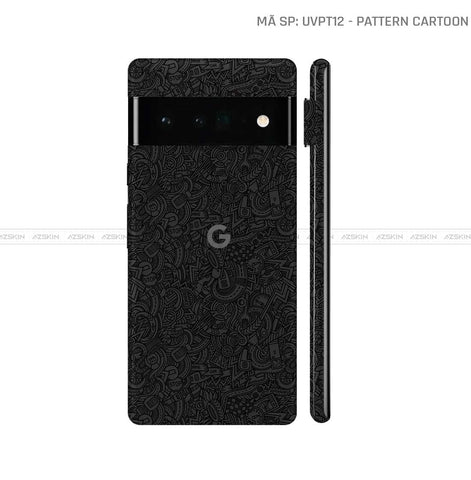 Dán Skin Google Pixel 6 Series Vân Pattern Cartoon Đen | UVPT12