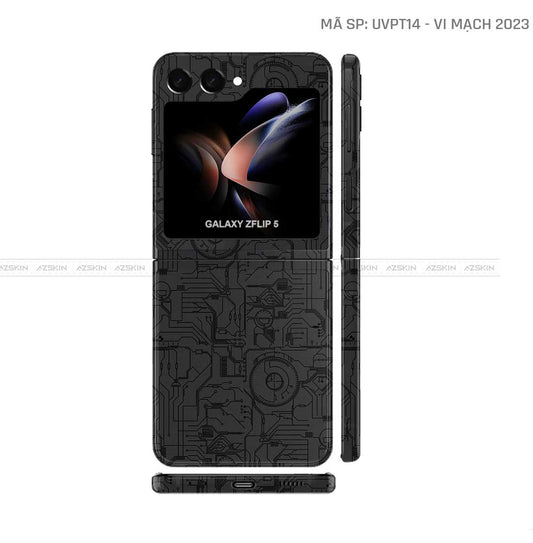 Dán Skin Galaxy Z Flip 7 Vân Nổi Vi Mạch 2023 Đen | UVPT14
