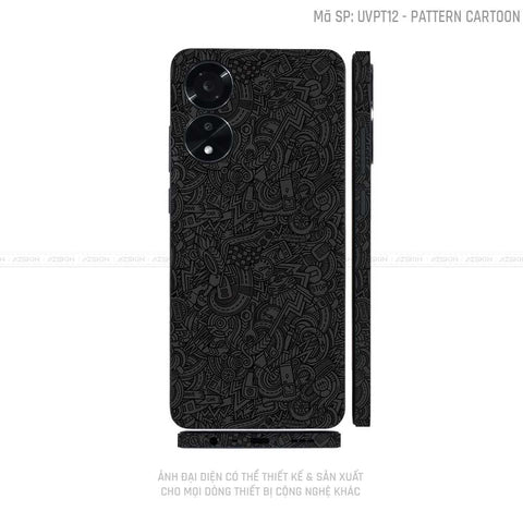 Miếng Dán Skin Điện Thoại OPPO A Series Vân Nổi Pattern Cartoon Đen | UVPT12