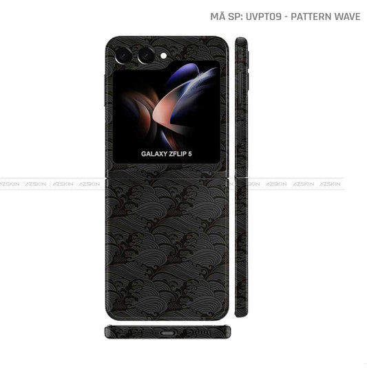 Dán Skin Galaxy Z Flip 7 Vân Nổi Pattern Wave Đen | UVPT09