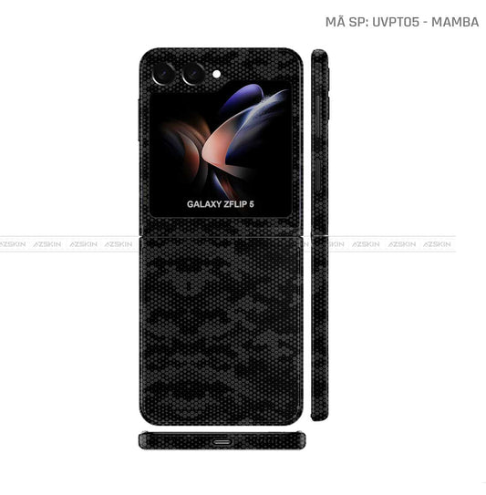 Dán Skin Galaxy Z Flip 7 Vân Nổi Mamba Đen | UVPT05