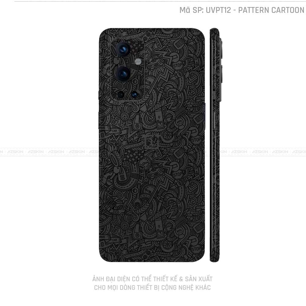 Dán Skin Oneplus 8/9 Series Vân Pattern Cartoon Đen | UVPT12