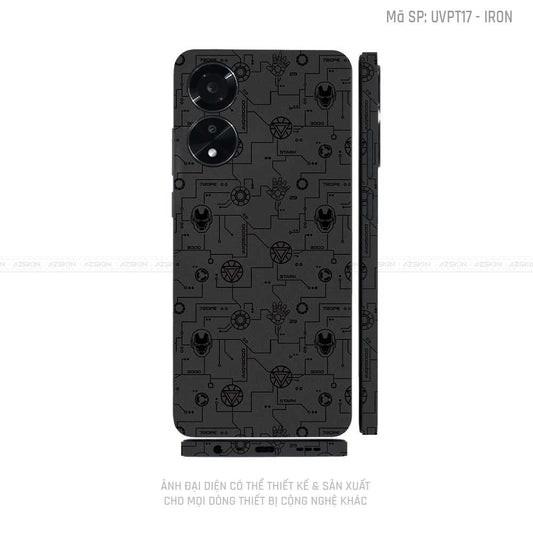 Miếng Dán Skin Điện Thoại OPPO A Series Vân Nổi Iron Man Đen | UVPT17