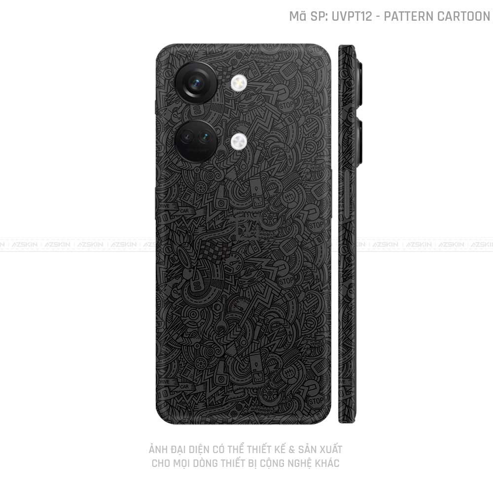 Dán Skin Oneplus Nord Series Vân Pattern Cartoon Đen | UVPT12