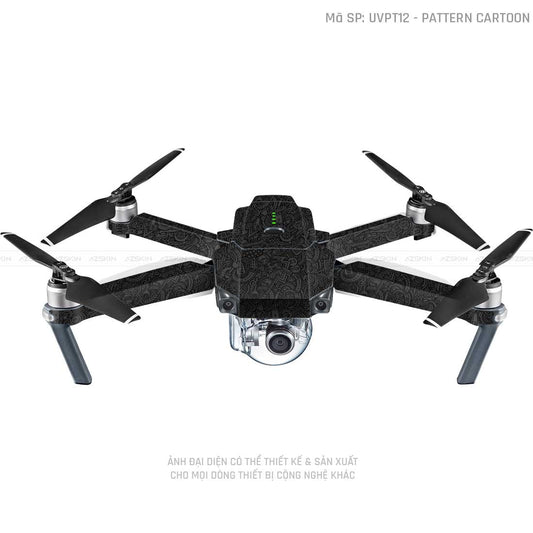 Dán Skin Flycam Vân Nổi Pattern Cartoon Đen | UVPT12
