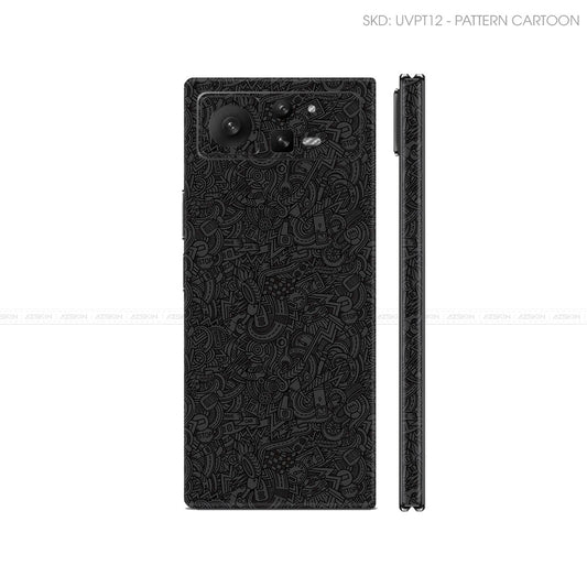 Dán Skin Điện Thoại Xiaomi Mix Fold Series Vân Nổi Cartoon Đen | UVPT12