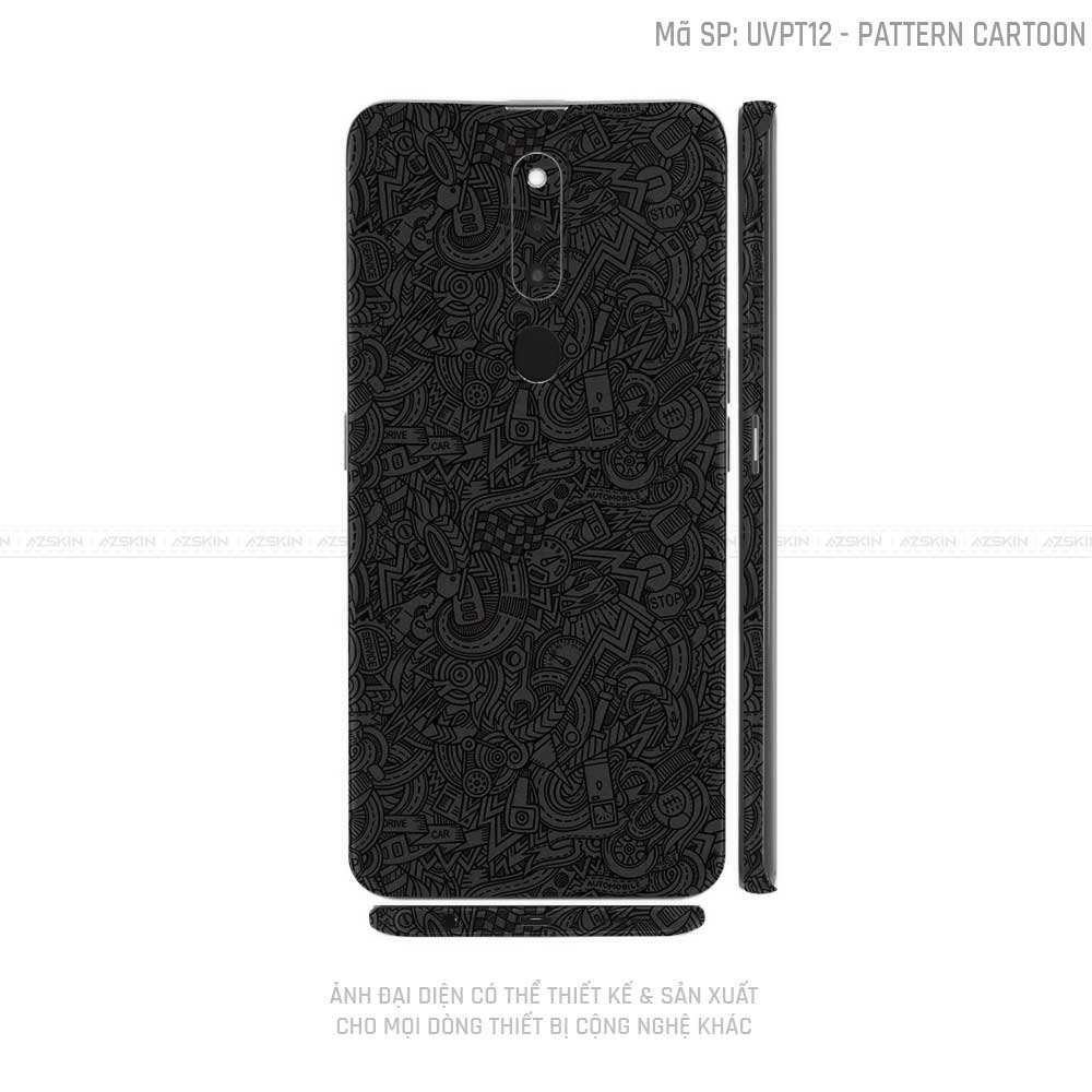 Miếng Dán Skin Điện Thoại OPPO F Series Vân Pattern Cartoon Đen | UVPT12