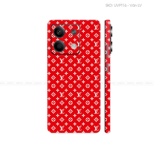 Dán Skin Điện Thoại Xiaomi Redmi 13 Series Vân Nổi LV Đỏ Trắng| UVPT16