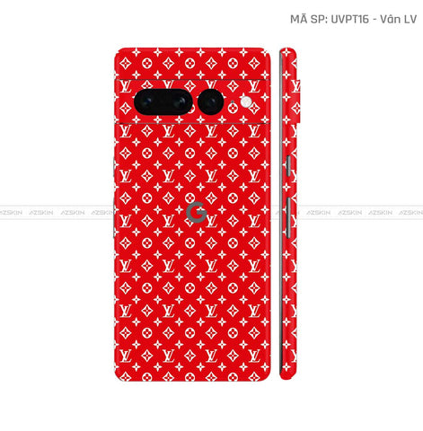 Dán Skin Google Pixel 8 Series Vân Pattern LV Đỏ Trắng | UVPT16