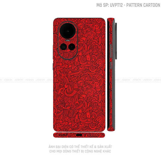 Dán Skin Điện Thoại OPPO Reno Series Vân Pattern Cartoon Đỏ | UVPT12