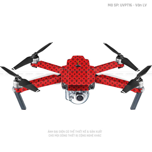 Dán Skin Flycam Vân Nổi LV Đỏ Đen | UVPT16