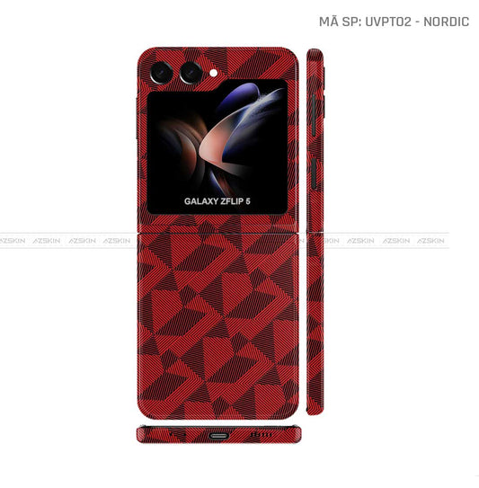 Dán Skin Galaxy Z Flip 7 Vân Nổi Nordic Đỏ | UVPT02