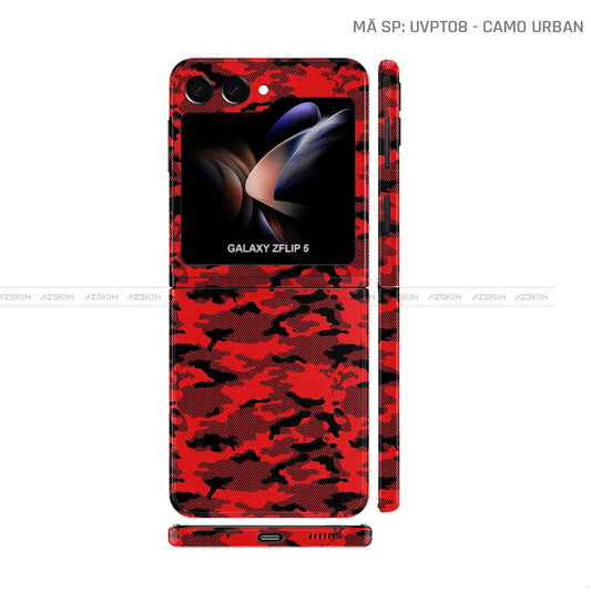 Dán Skin Galaxy Z Flip 7 Vân Nổi Camo Urban Đỏ | UVPT08