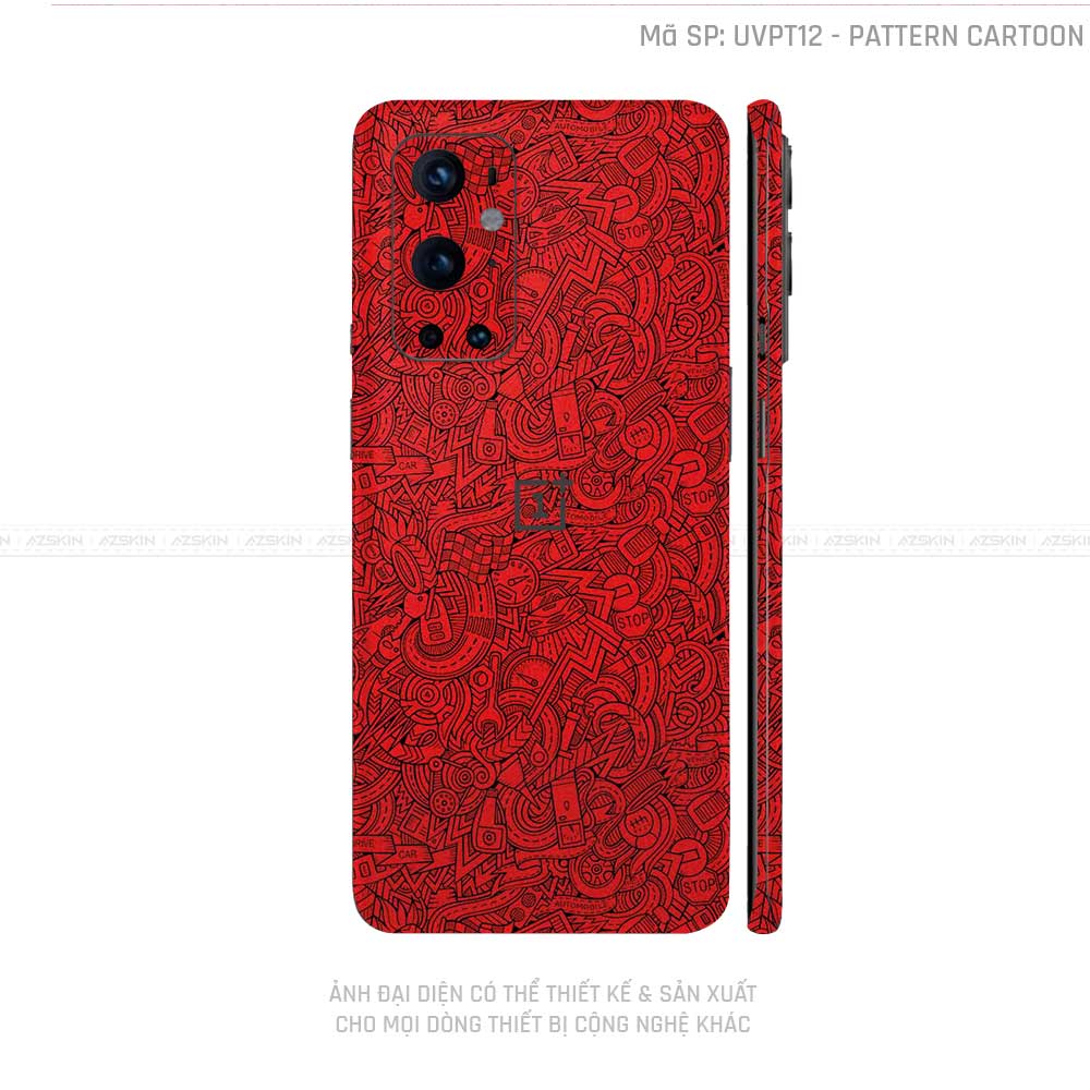 Dán Skin Oneplus 8/9 Series Vân Pattern Cartoon Đỏ | UVPT12