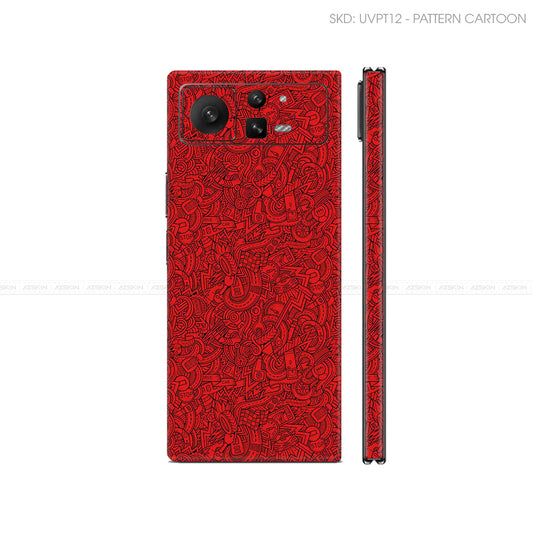 Dán Skin Điện Thoại Xiaomi Mix Fold Series Vân Nổi Cartoon Đỏ | UVPT12