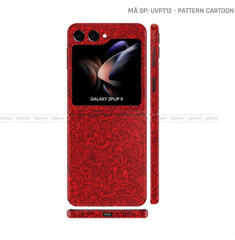 Dán Skin Galaxy Z Flip 6 Vân Nổi Pattern Cartoon Đỏ | UVPT12