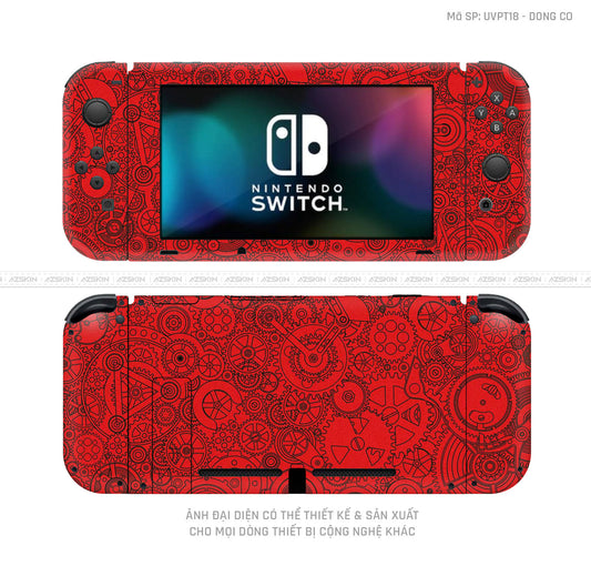 Dán Skin Máy Chơi Game Nintendo Switch Vân Động Cơ Đỏ | UVPT18