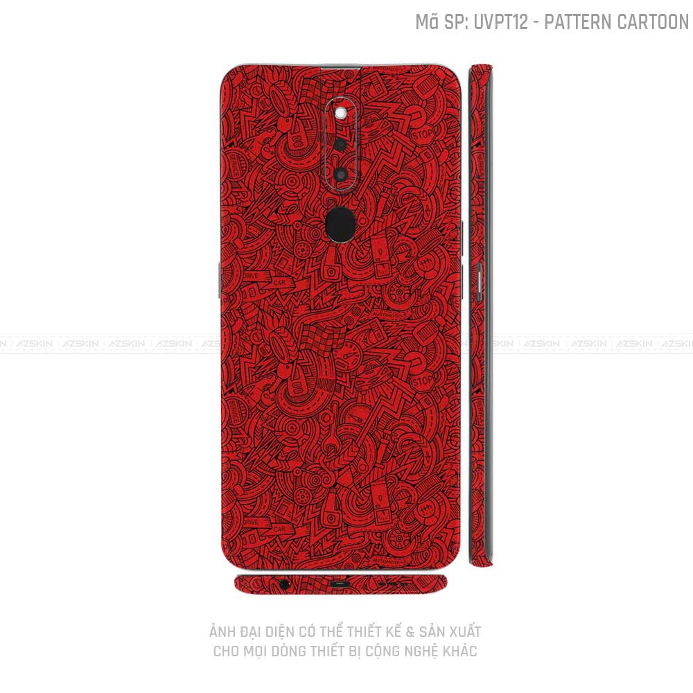 Miếng Dán Skin Điện Thoại OPPO F Series Vân Pattern Cartoon Đỏ | UVPT12