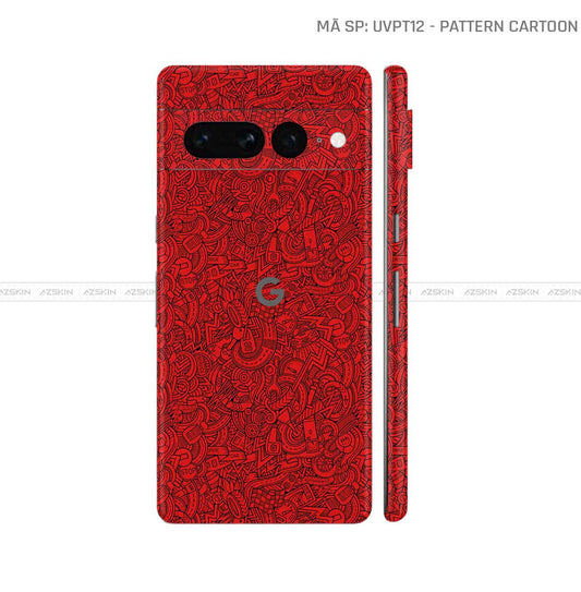Dán Skin Google Pixel 8 Series Vân Pattern Cartoon Đỏ | UVPT12