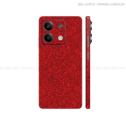 Dán Skin Điện Thoại Xiaomi Redmi 13 Series Vân Nổi Cartoon Đỏ | UVPT12