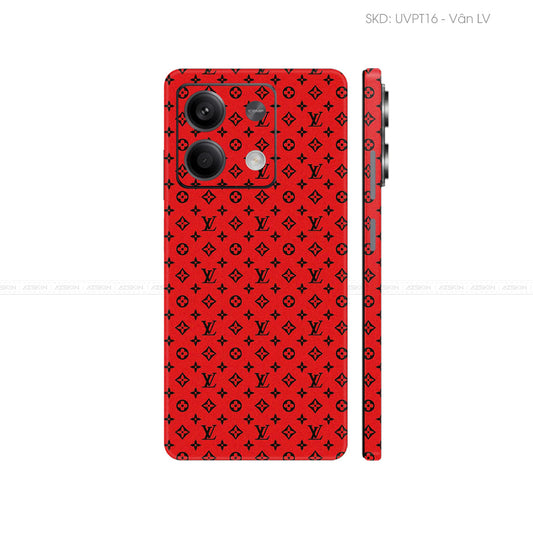Dán Skin Điện Thoại Xiaomi Redmi 13 Series Vân Nổi LV Đỏ | UVPT16