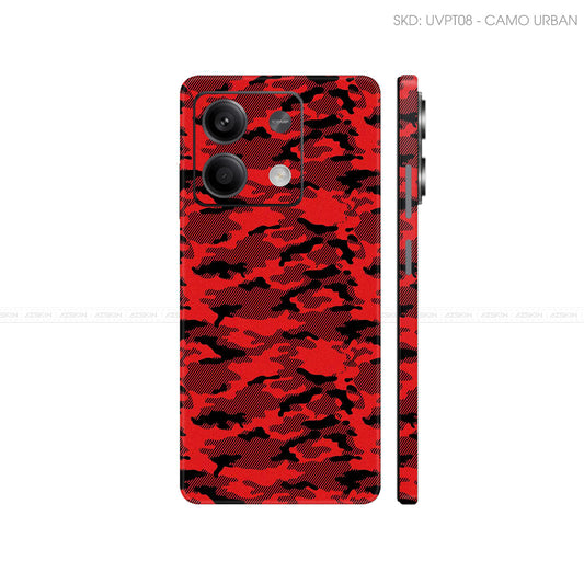 Dán Skin Điện Thoại Xiaomi Redmi 13 Series Vân Nổi Camo Urban Đỏ | UVPT08