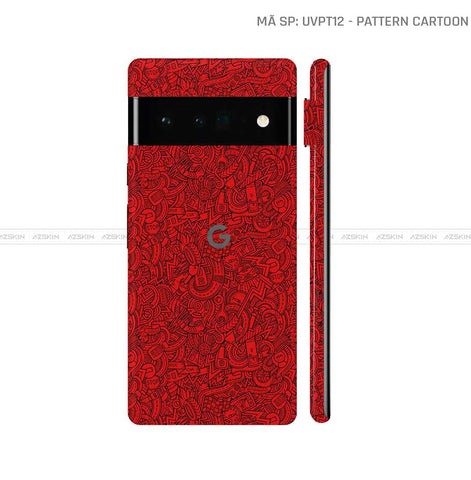 Dán Skin Google Pixel 6 Series Vân Pattern Cartoon Đỏ | UVPT12