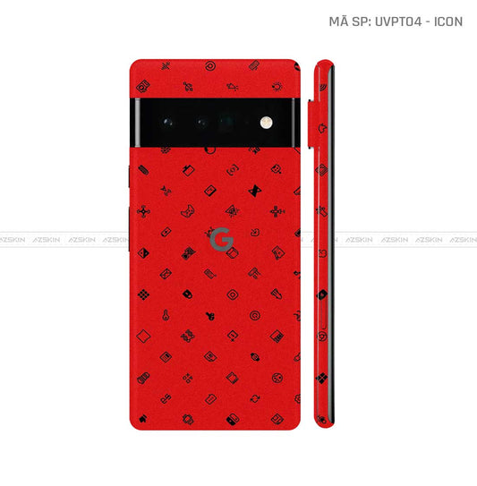 Dán Skin Google Pixel 6 Series Vân Icon Đỏ | UVPT04