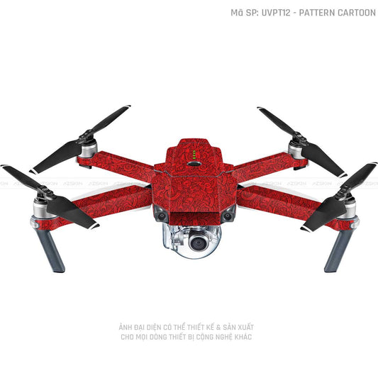 Dán Skin Flycam Vân Nổi Pattern Cartoon Đỏ | UVPT12