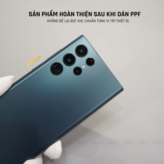 Điện thoại Samsung Galaxy S22 Ultra sau khi dán PPF hoàn thiện lưng viền mặt sau