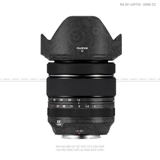 Dán Skin Ống Kính Fujifilm Vân Nổi Ironman Động Cơ Đen | UVPT18