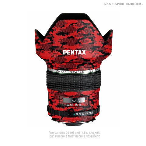 Dán Skin Ống Kính Pentax Pattern Camo Urban Đỏ | UVPT08
