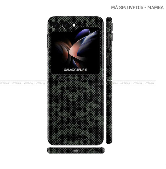 Dán Skin Galaxy Z Flip 7 Vân Nổi Mamba Xanh | UVPT05