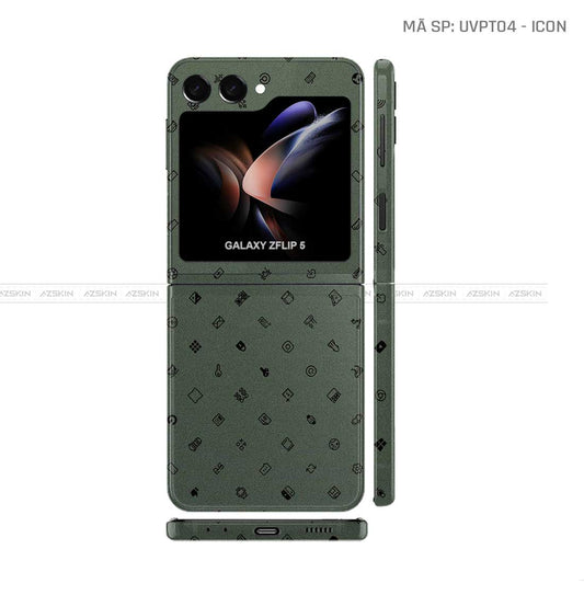Dán Skin Galaxy Z Flip 7 Vân Nổi ICON Xanh | UVPT04