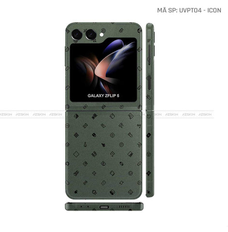 Dán Skin Galaxy Z Flip5 Vân Nổi ICON Xanh | UVPT04