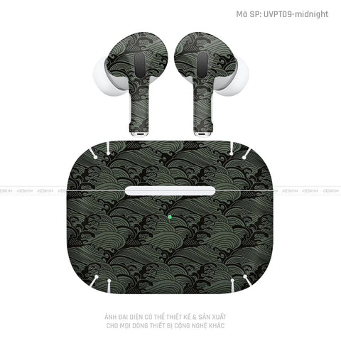 Dán Skin Tai Nghe Airpod Pro/ Pro 2 Pattern Wave Xanh | UVPT09
