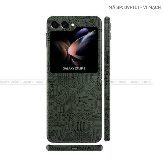 Dán Skin Galaxy Z Flip 7 Vân Nổi Vi Mạch Xanh | UVPT01
