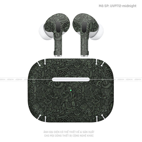 Dán Skin Tai Nghe Airpod Pro/ Pro 2 Pattern Cartoon Xanh | UVPT12