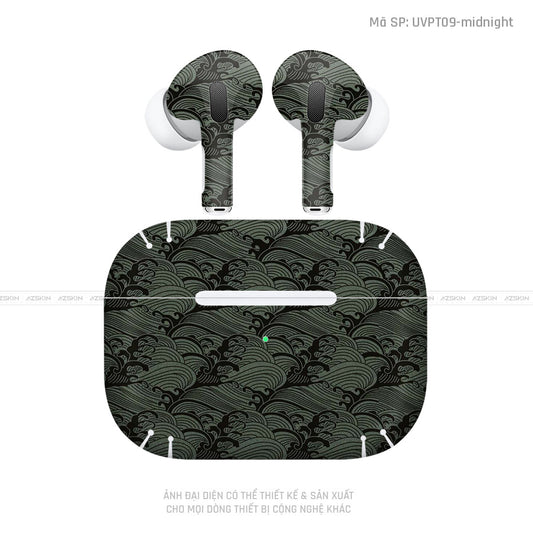 Dán Skin Tai Nghe Airpod 3 Vân Nổi Wave Xanh | UVPT09
