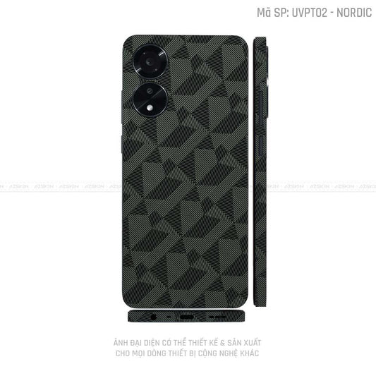 Miếng Dán Skin Điện Thoại OPPO A Series Vân Nổi Nordic Xanh | UVPT02
