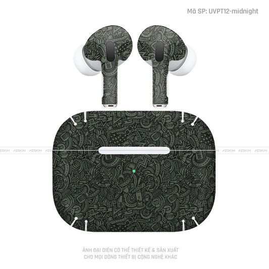 Dán Skin Tai Nghe Airpod 3 Vân Nổi Cartoon Xanh | UVPT12