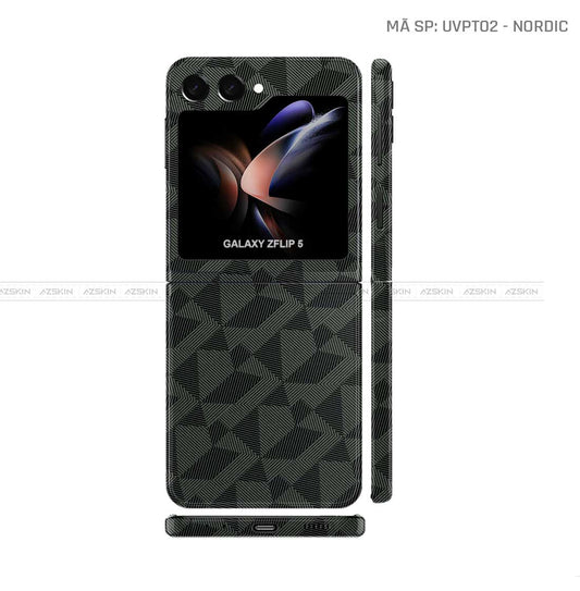 Dán Skin Galaxy Z Flip 7 Vân Nổi Nordic Xanh | UVPT02