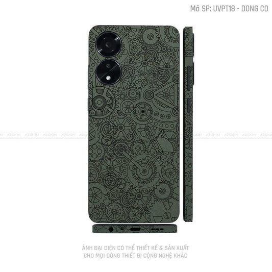 Miếng Dán Skin Điện Thoại OPPO A Series Vân Nổi Động Cơ Xanh | UVPT18
