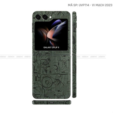 Dán Skin Galaxy Z Flip5 Vân Nổi Vi Mạch 2023 Xanh | UVPT14