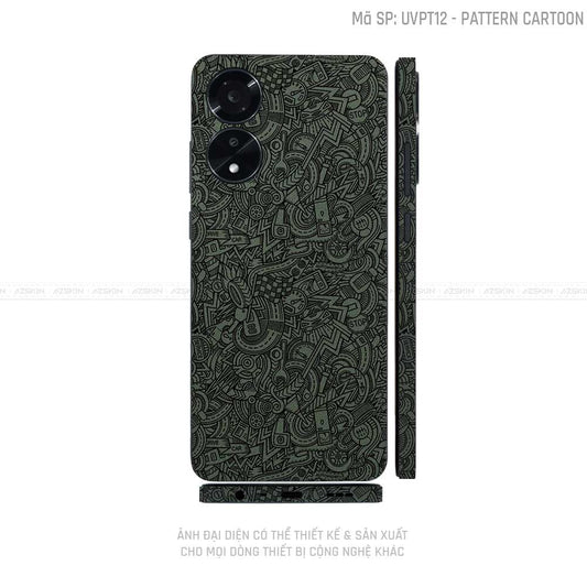 Miếng Dán Skin Điện Thoại OPPO A Series Vân Nổi Pattern Cartoon Xanh | UVPT12