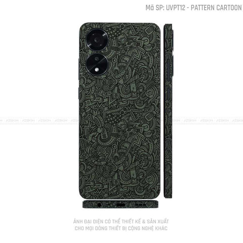 Miếng Dán Skin Điện Thoại OPPO A Series Vân Nổi Pattern Cartoon Xanh | UVPT12