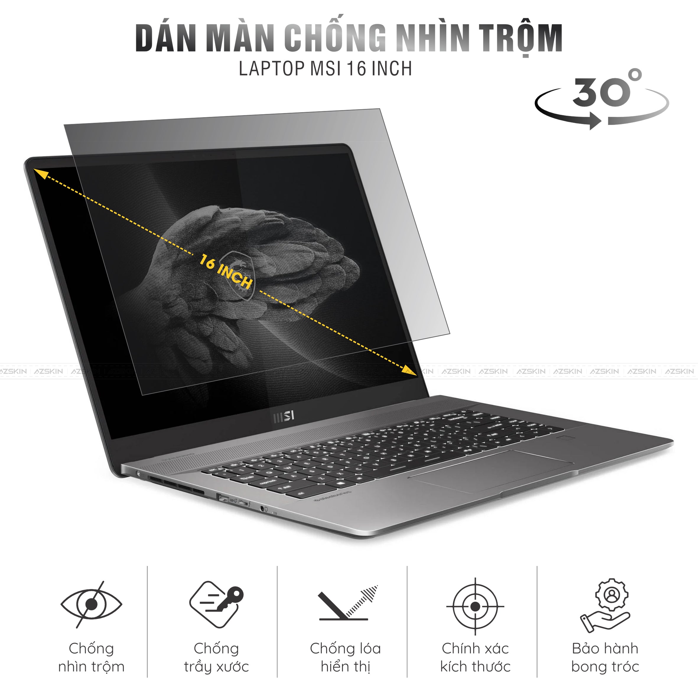 Miếng Dán Chống Nhìn Trộm Laptop MSI 16 inch