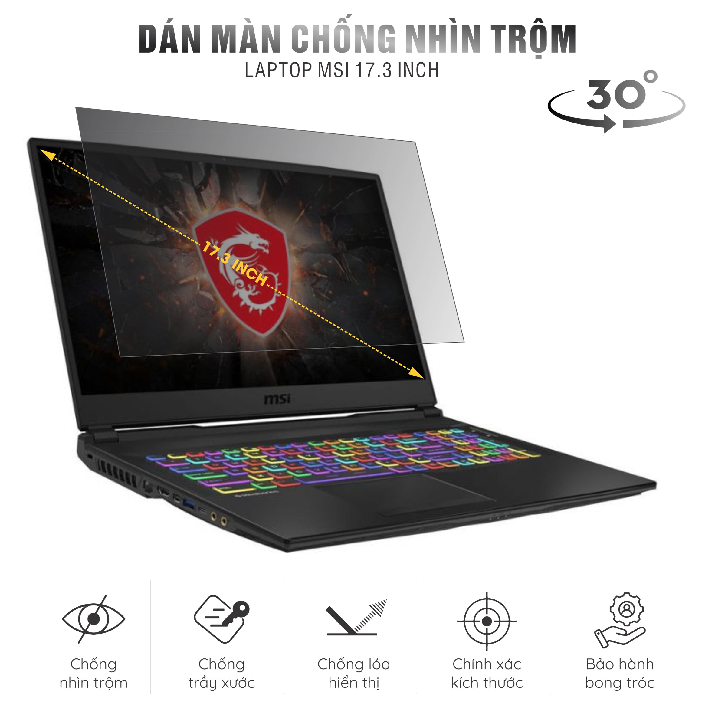 Miếng Dán Chống Nhìn Trộm Laptop MSI 17.3 inch