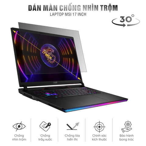 Miếng Dán Chống Nhìn Trộm Laptop MSI 17 inch