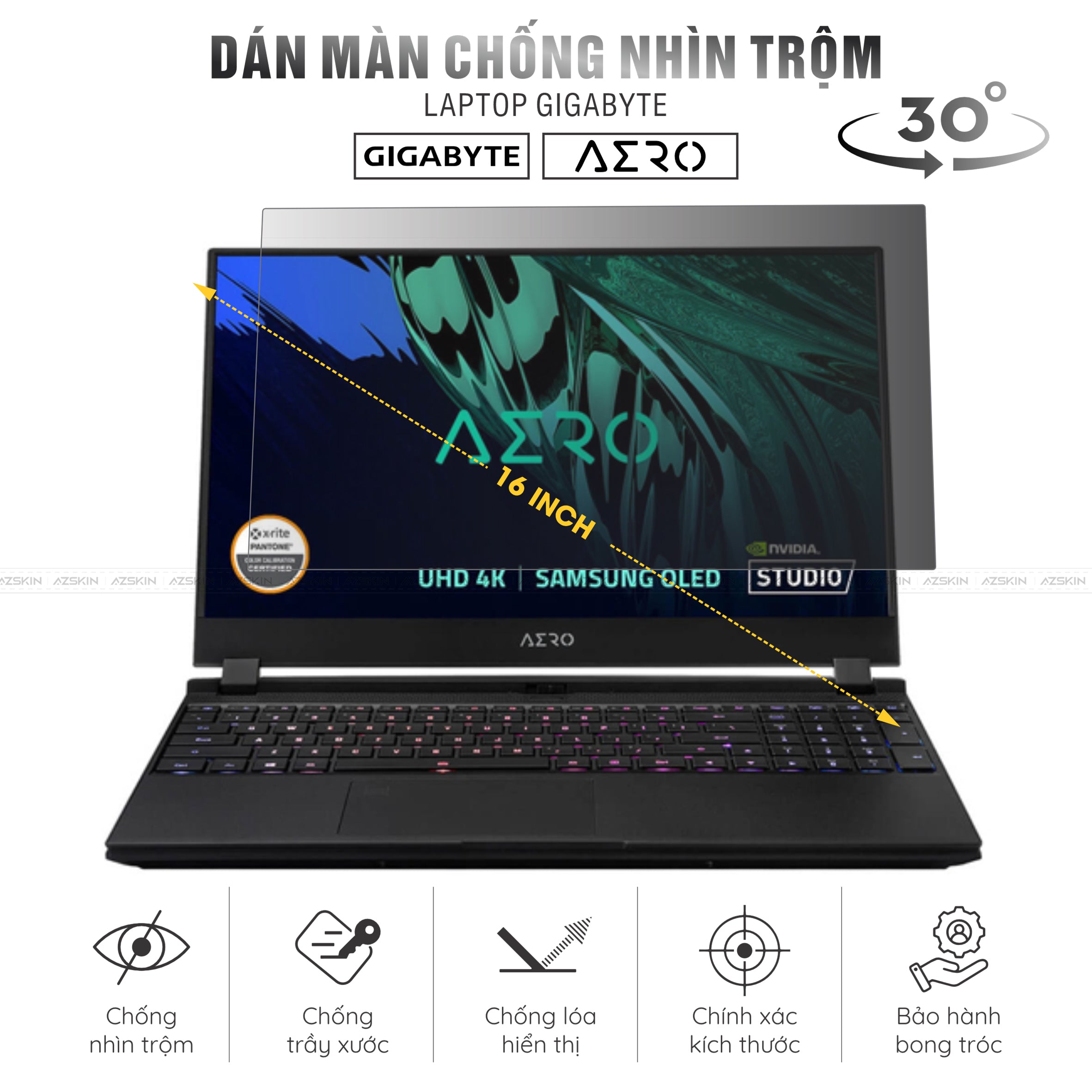 Miếng Dán Chống Nhìn Trộm Laptop Gigabyte AERO Series